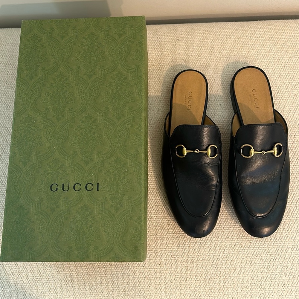 Black Gucci Mules - Princetown Leather Slipper Size 37.5 EUC